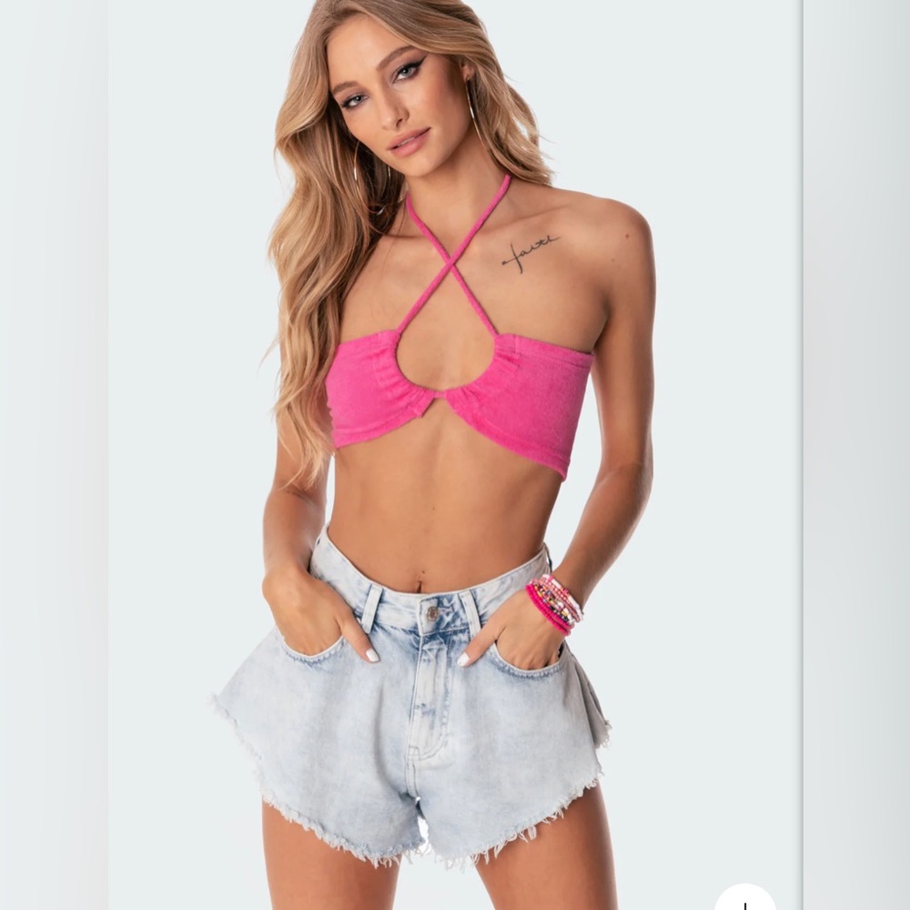 pink wrap top